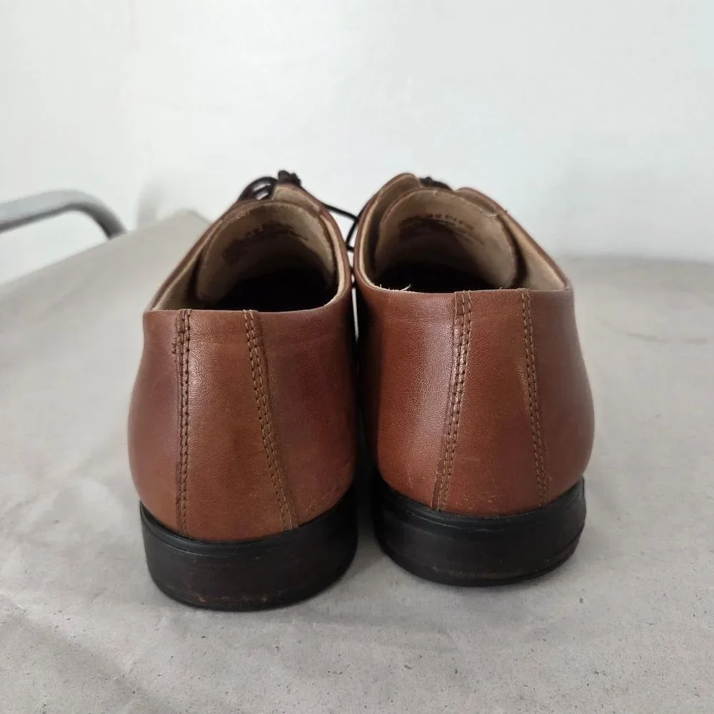 Cognac Leather Oxford Dress Shoes Men's Size 10 Brown Office Formal Church